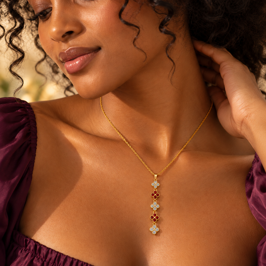 Aurelia 18K Gold-Plated Floral Gemstone Pendant Necklace