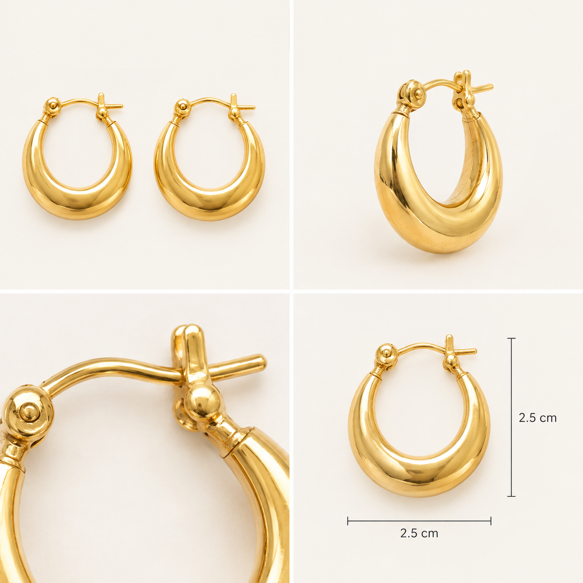 Luna Sculpted Hoop Earrings – 18K Gold-Plated