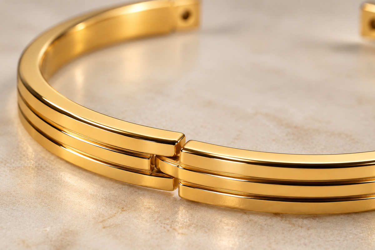 Triple-Line Minimalist Cuff – 18K Gold-Plated