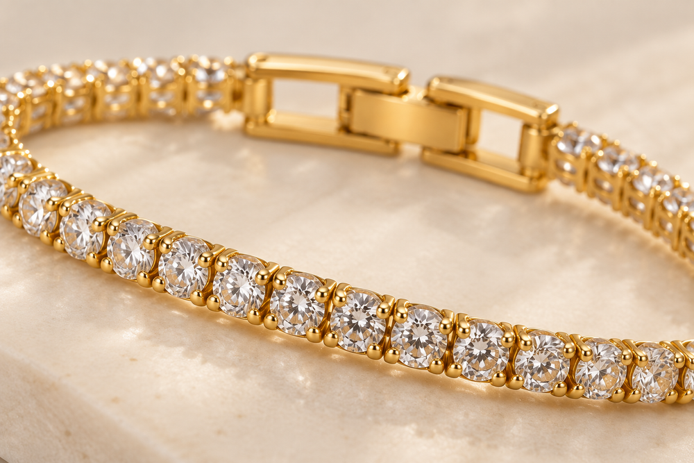 Classic Tennis Bracelet – 18K Gold-Plated