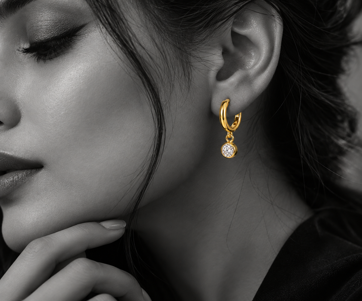 Aurelia 18K Gold-Plated Crystal Hoop Earrings