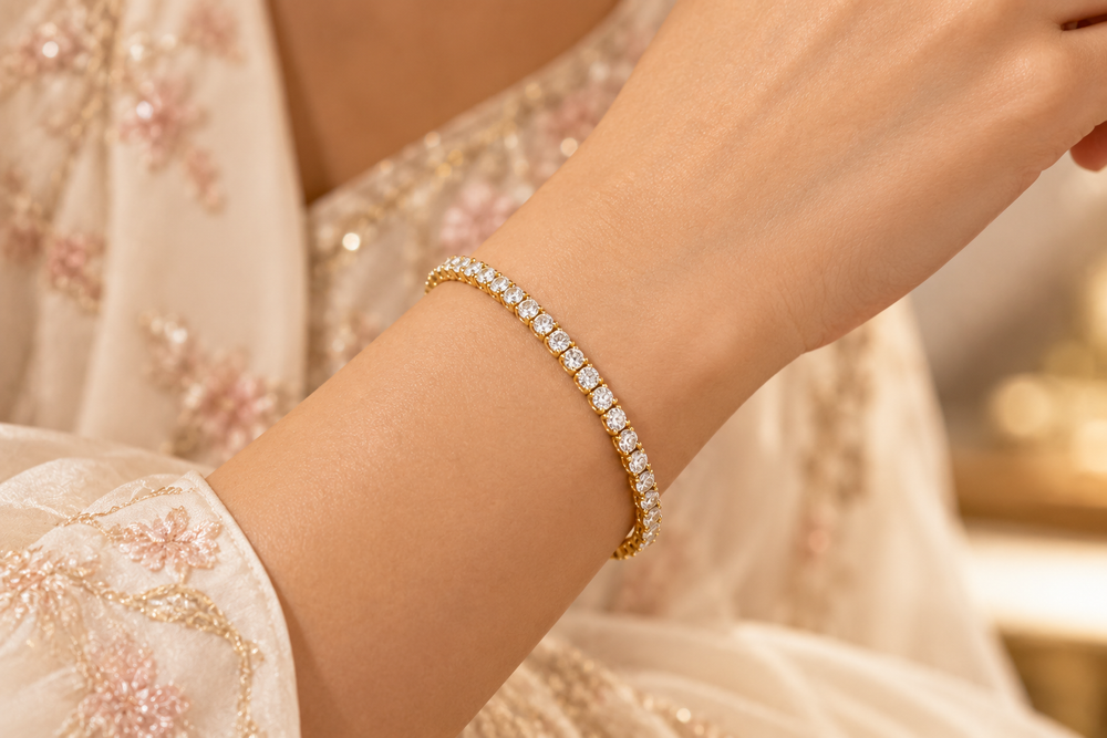 Classic Tennis Bracelet – 18K Gold-Plated
