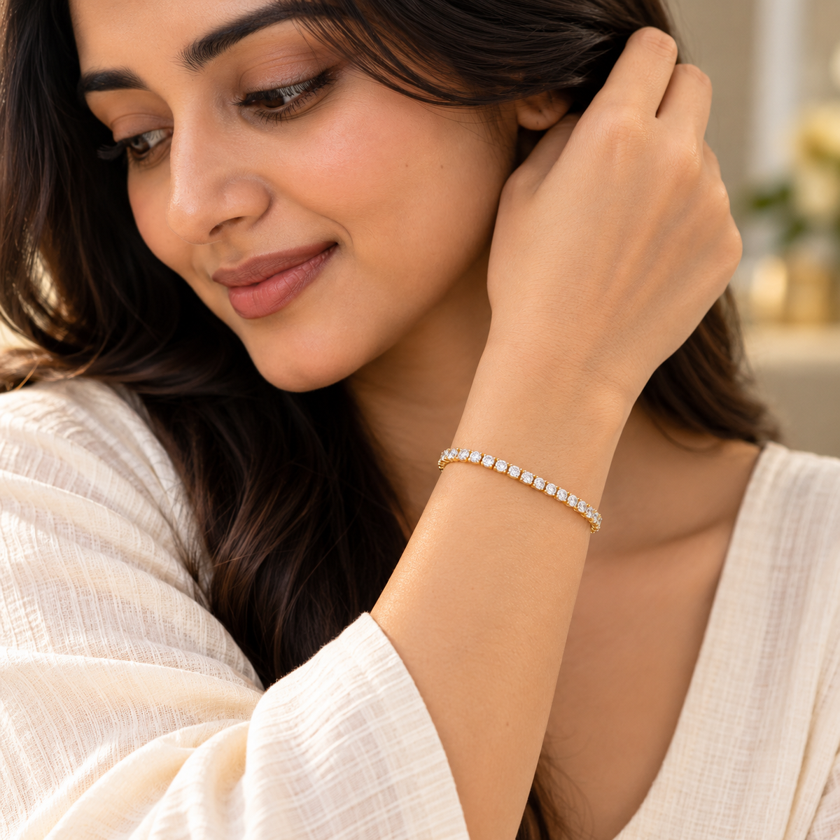Classic Tennis Bracelet – 18K Gold-Plated