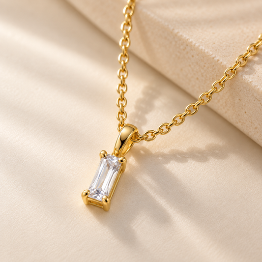 Aurelia 18K Gold-Plated Baguette Crystal Pendant Necklace