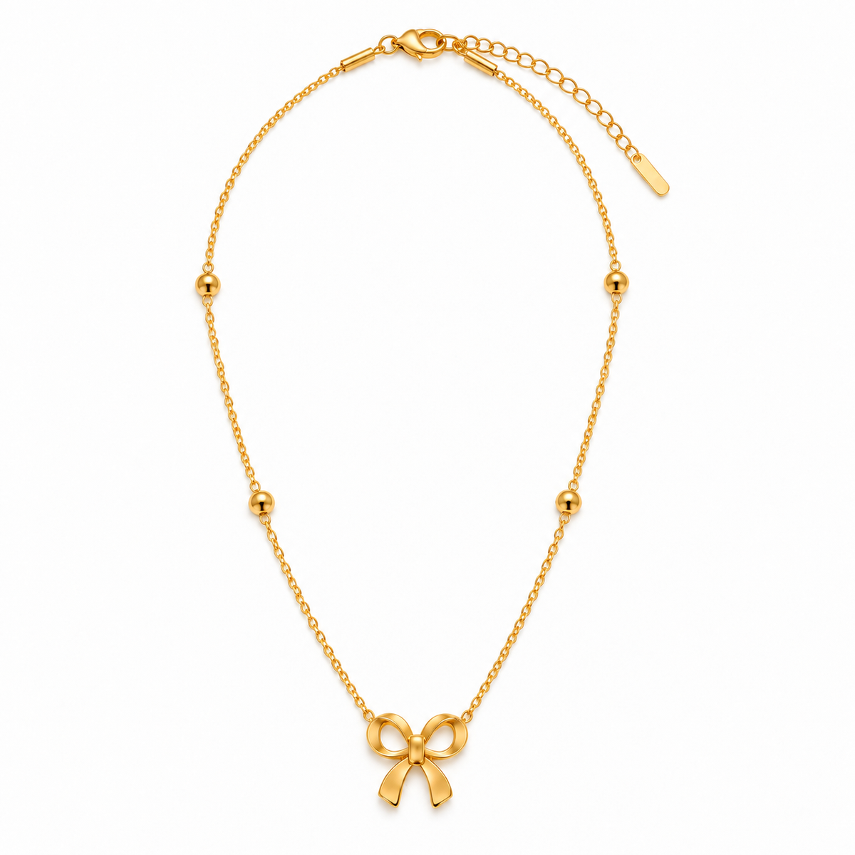 Elegant Bow Pendant Necklace – 18K Gold-Plated