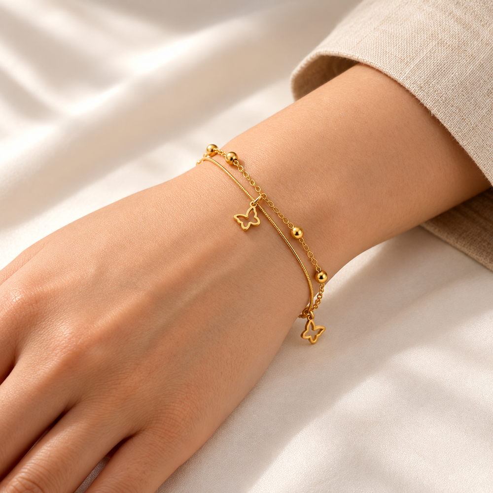 Amara 18K Gold-Plated Butterfly Charm Bracelet