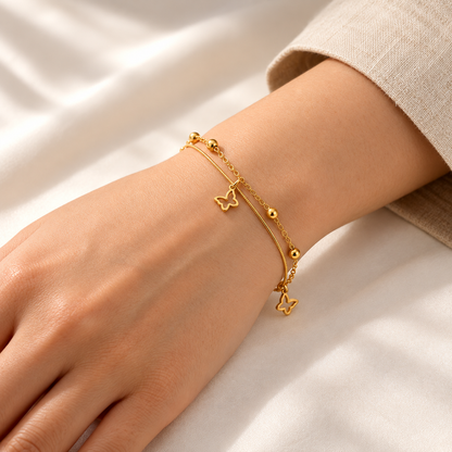 Amara 18K Gold-Plated Butterfly Charm Bracelet