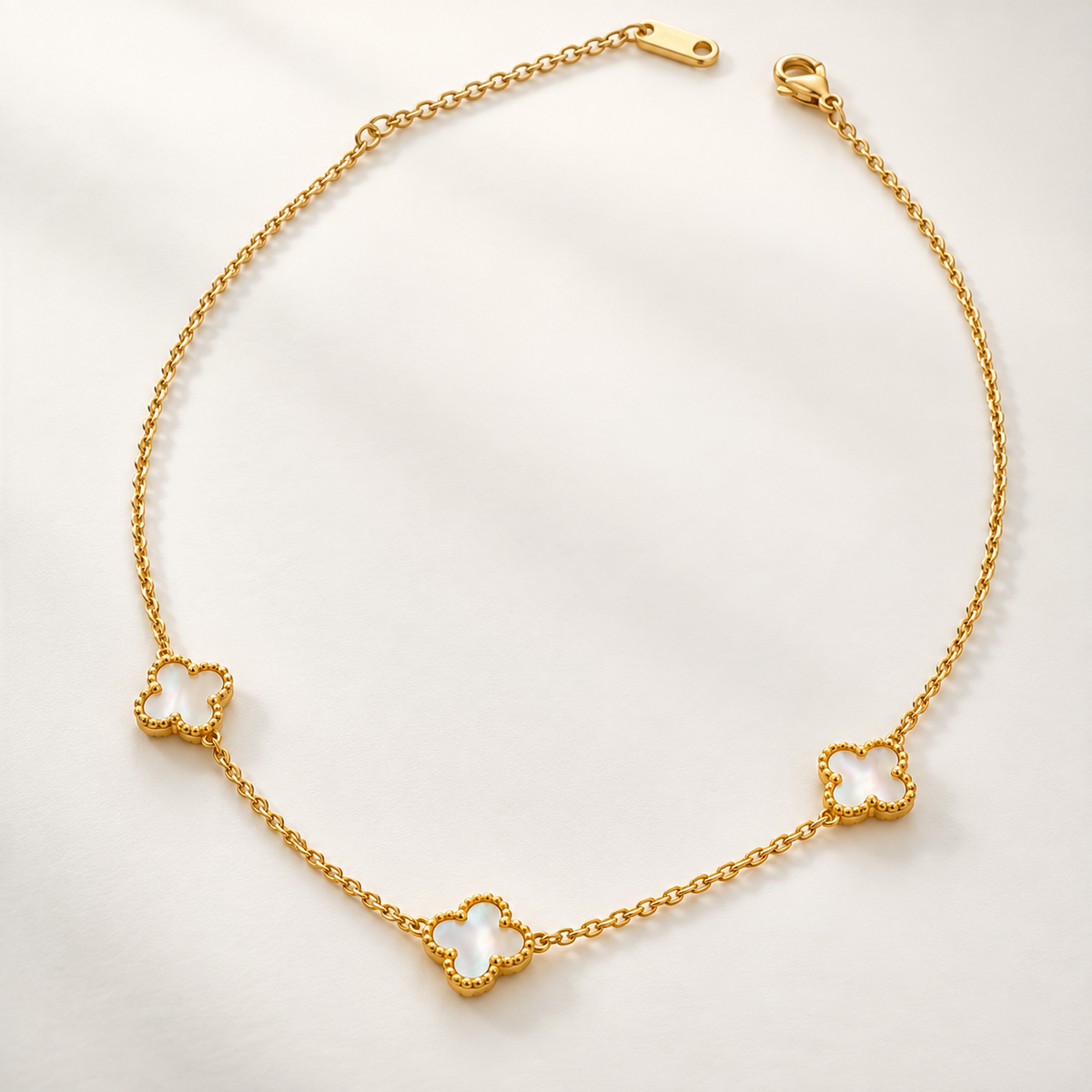Clover Charm Necklace – 18K Gold-Plated