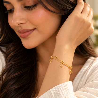 Amara 18K Gold-Plated Butterfly Charm Bracelet