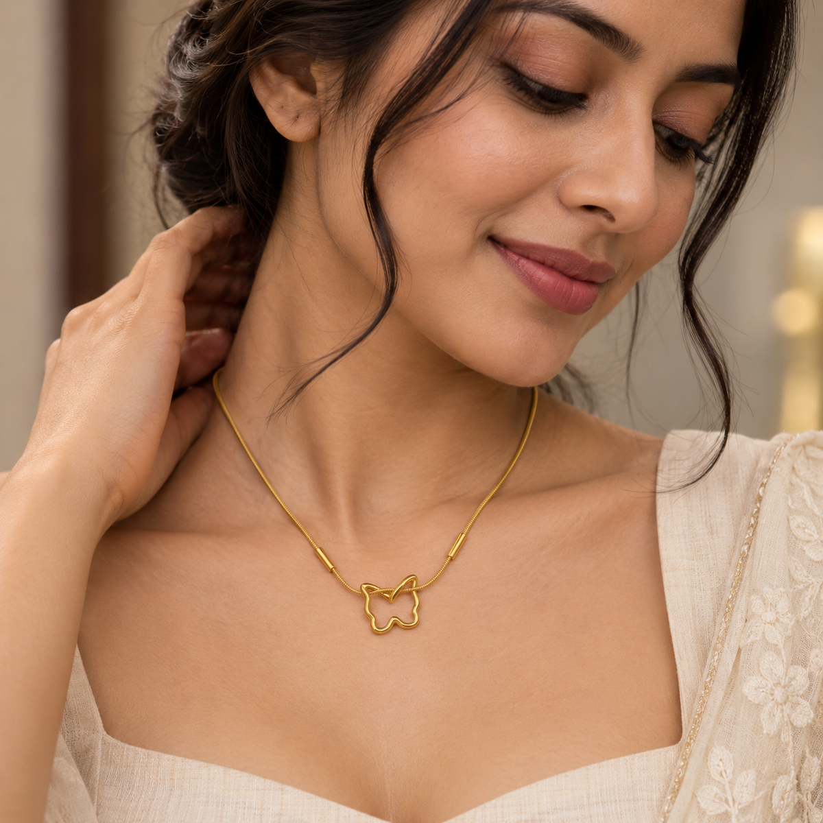 Amara 18K Gold-Plated Butterfly Pendant Necklace