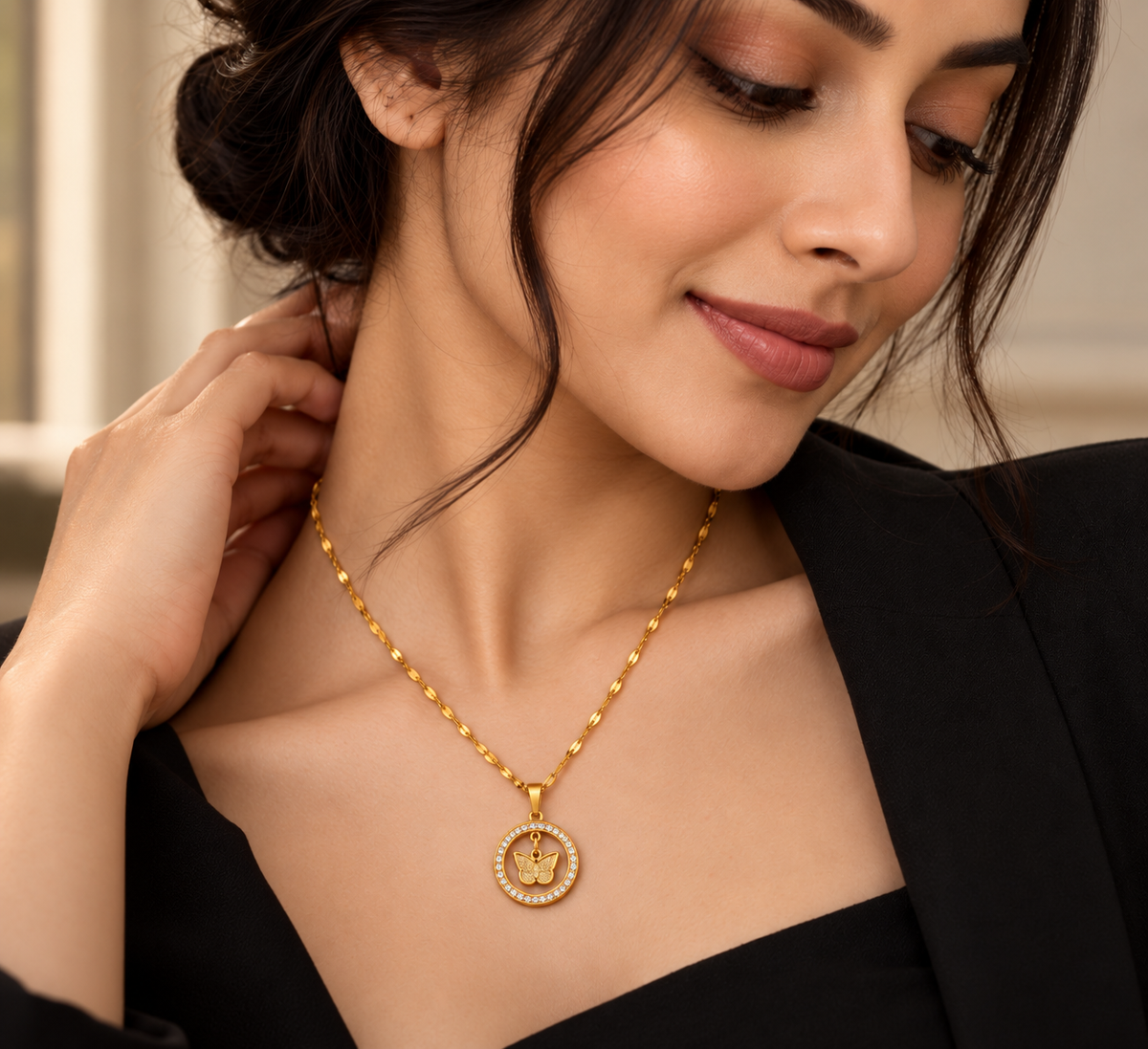Celeste Butterfly Medallion Necklace