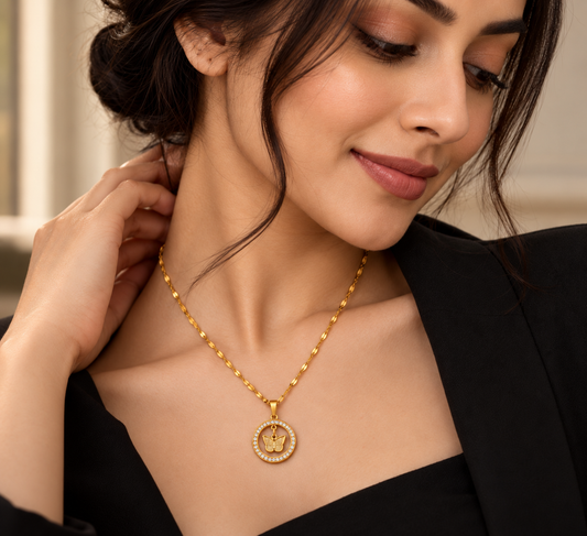 Celeste Butterfly Medallion Necklace