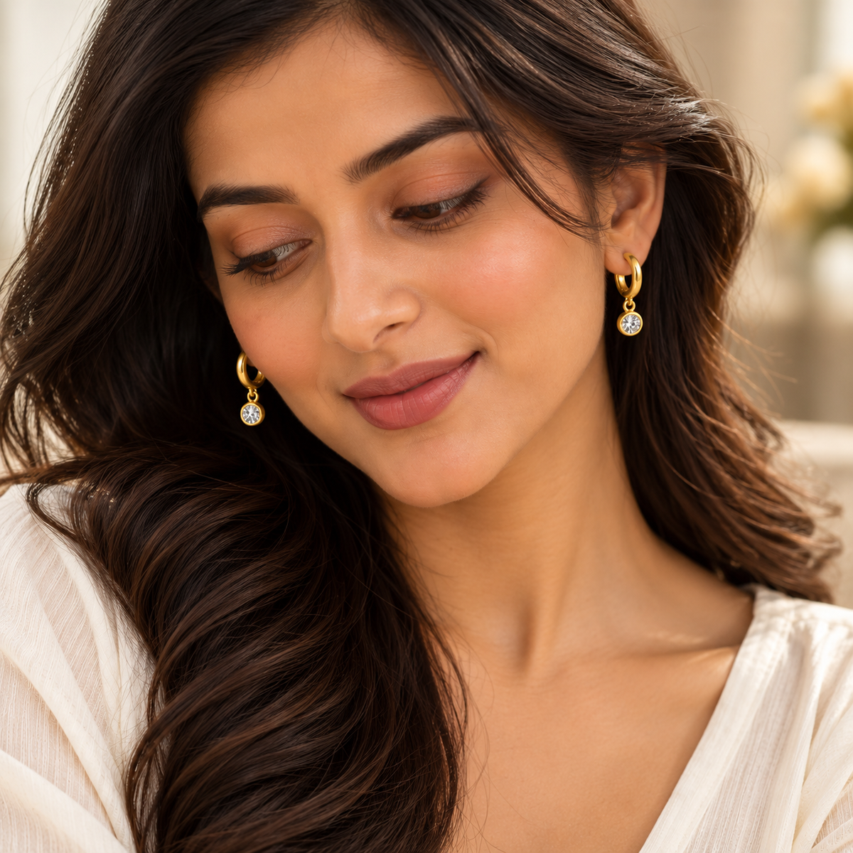 Aurelia 18K Gold-Plated Crystal Hoop Earrings