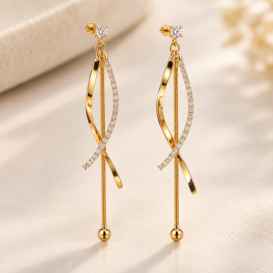 Elara 18K Gold-Plated Pavé Drop Earrings