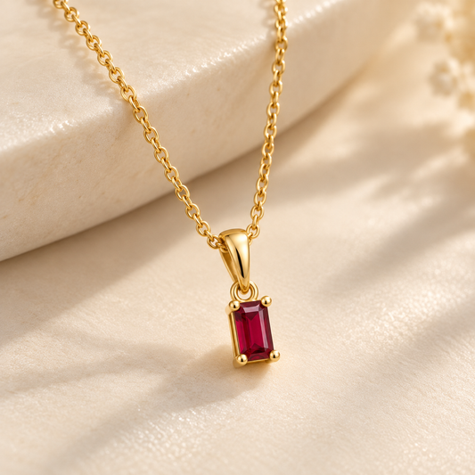 Ruby 18K Gold-Plated Pendant Necklace