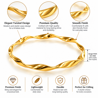 Twisted Wave Bangle – 18K Gold-Plated