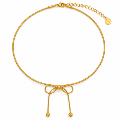Bow Lariat Necklace – 18K Gold-Plated