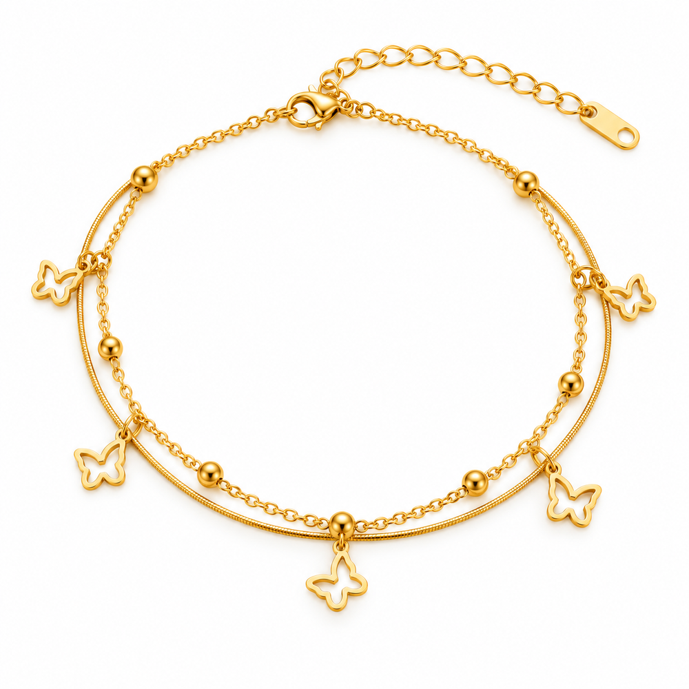 Amara 18K Gold-Plated Butterfly Charm Bracelet