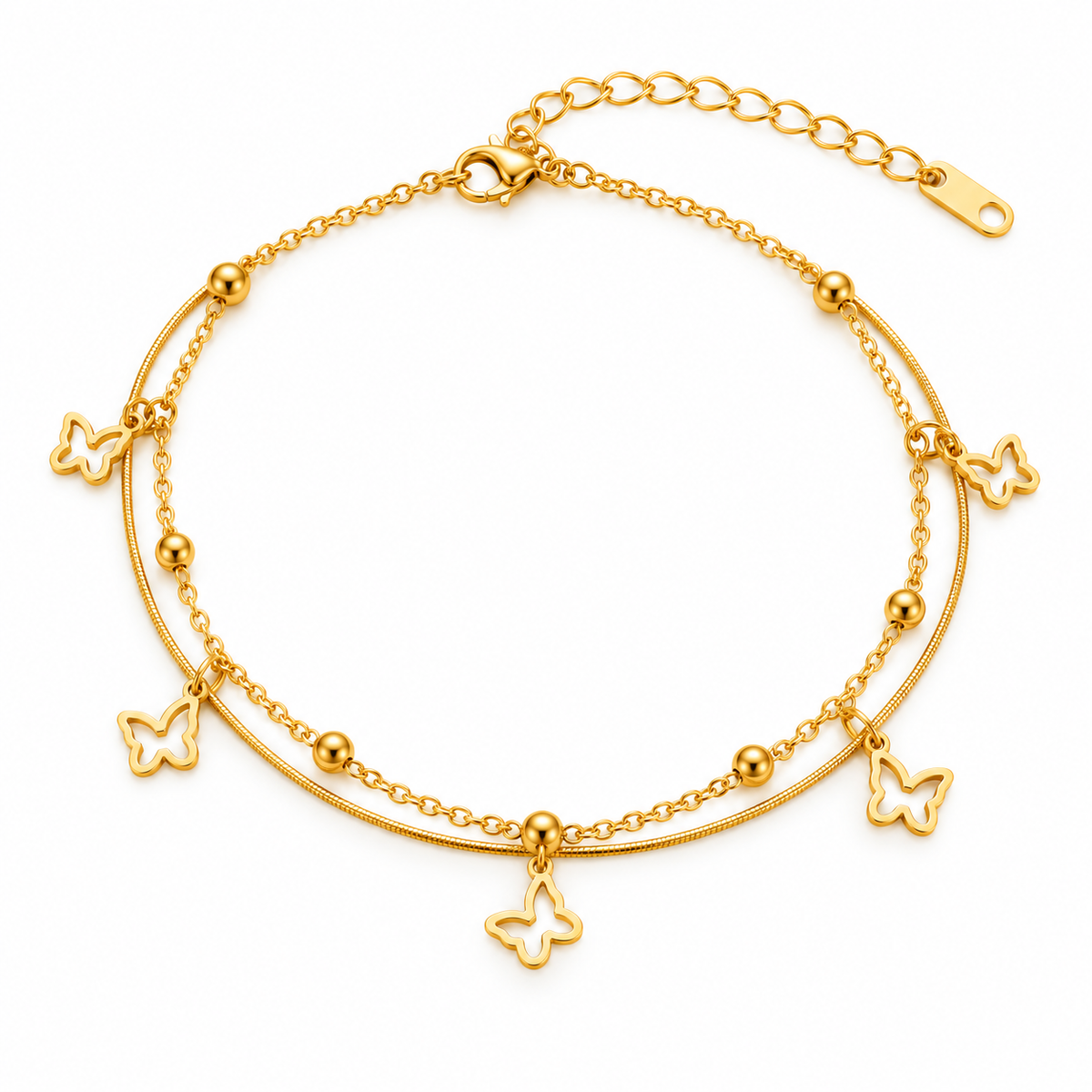 Amara 18K Gold-Plated Butterfly Charm Bracelet