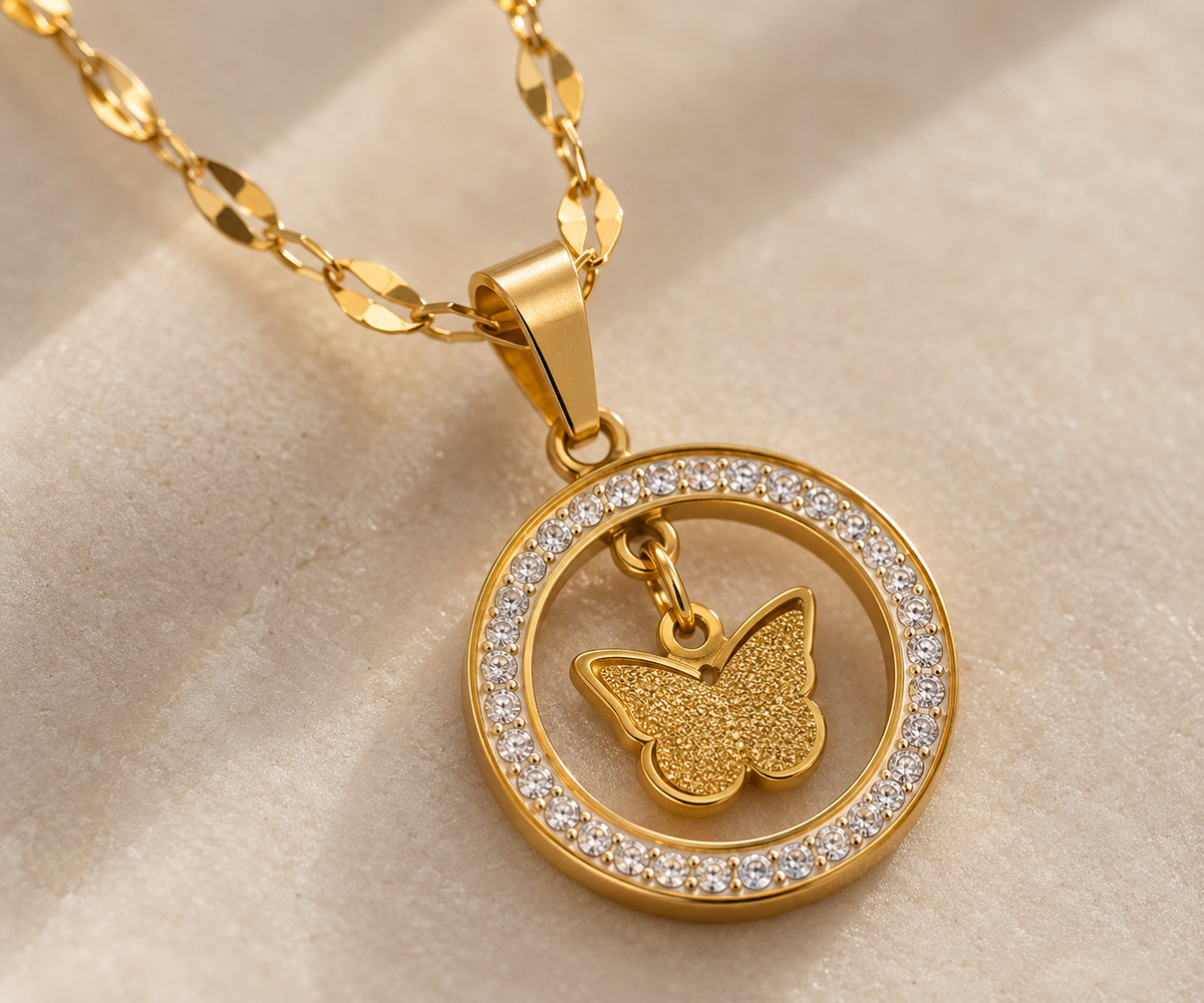 Celeste Butterfly Medallion Necklace