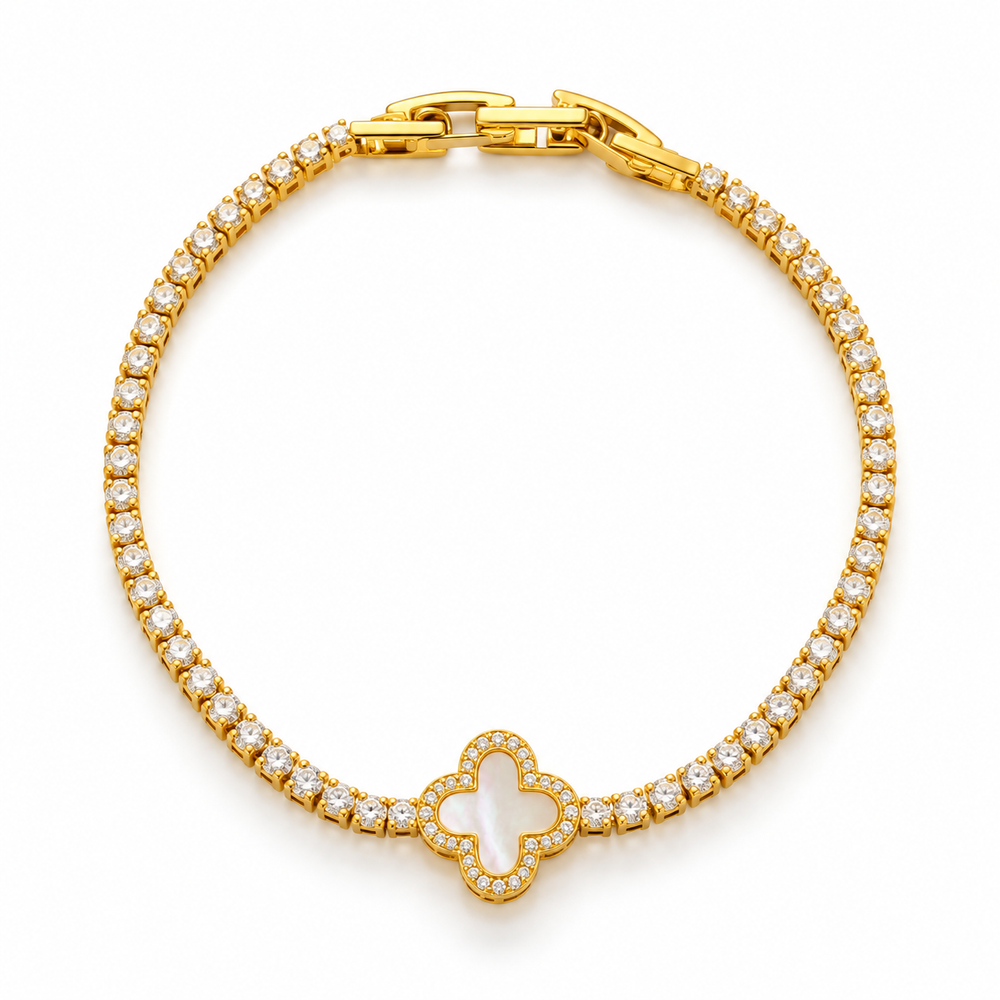 Clover Pearl Bracelet – 18K Gold-Plated
