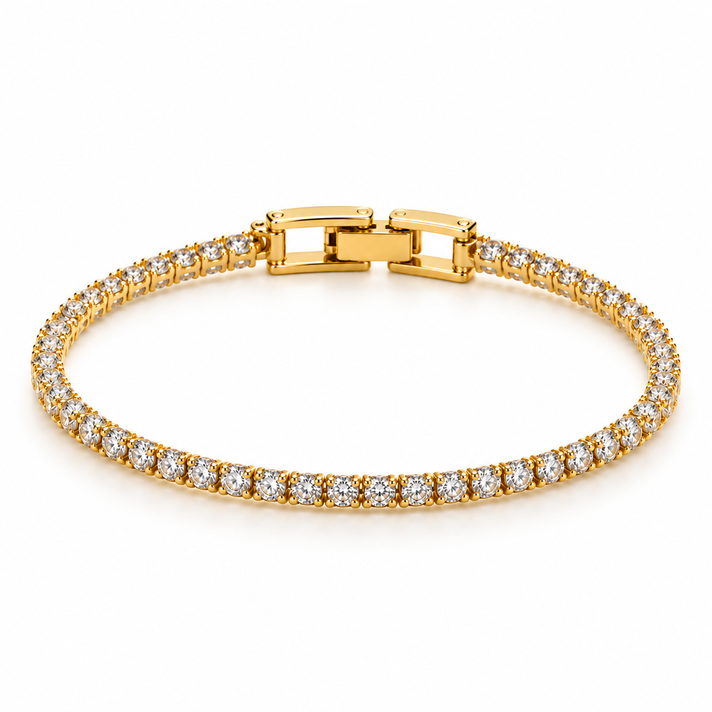 Classic Tennis Bracelet – 18K Gold-Plated