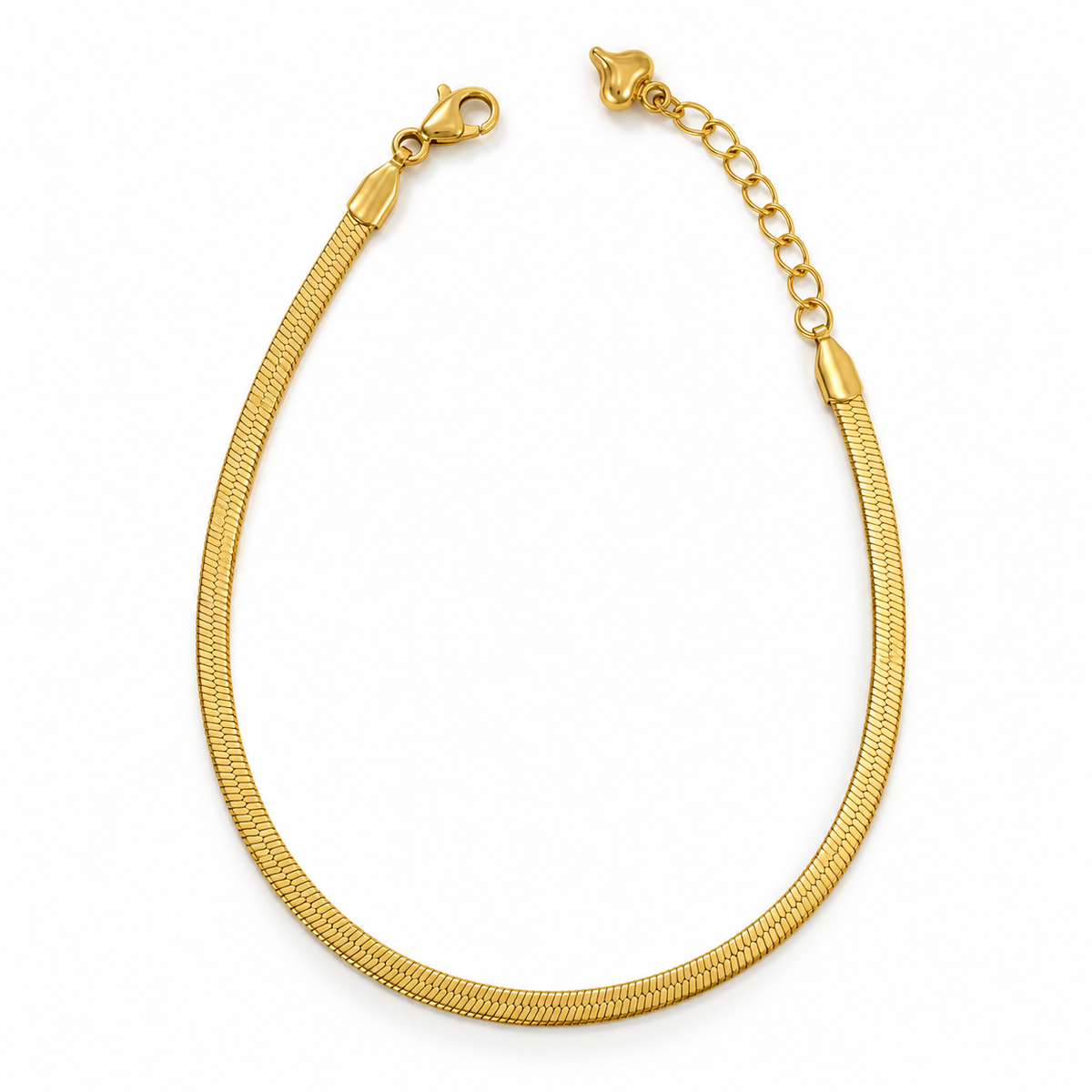 Classic Herringbone Anklet – 18K Gold-Plated