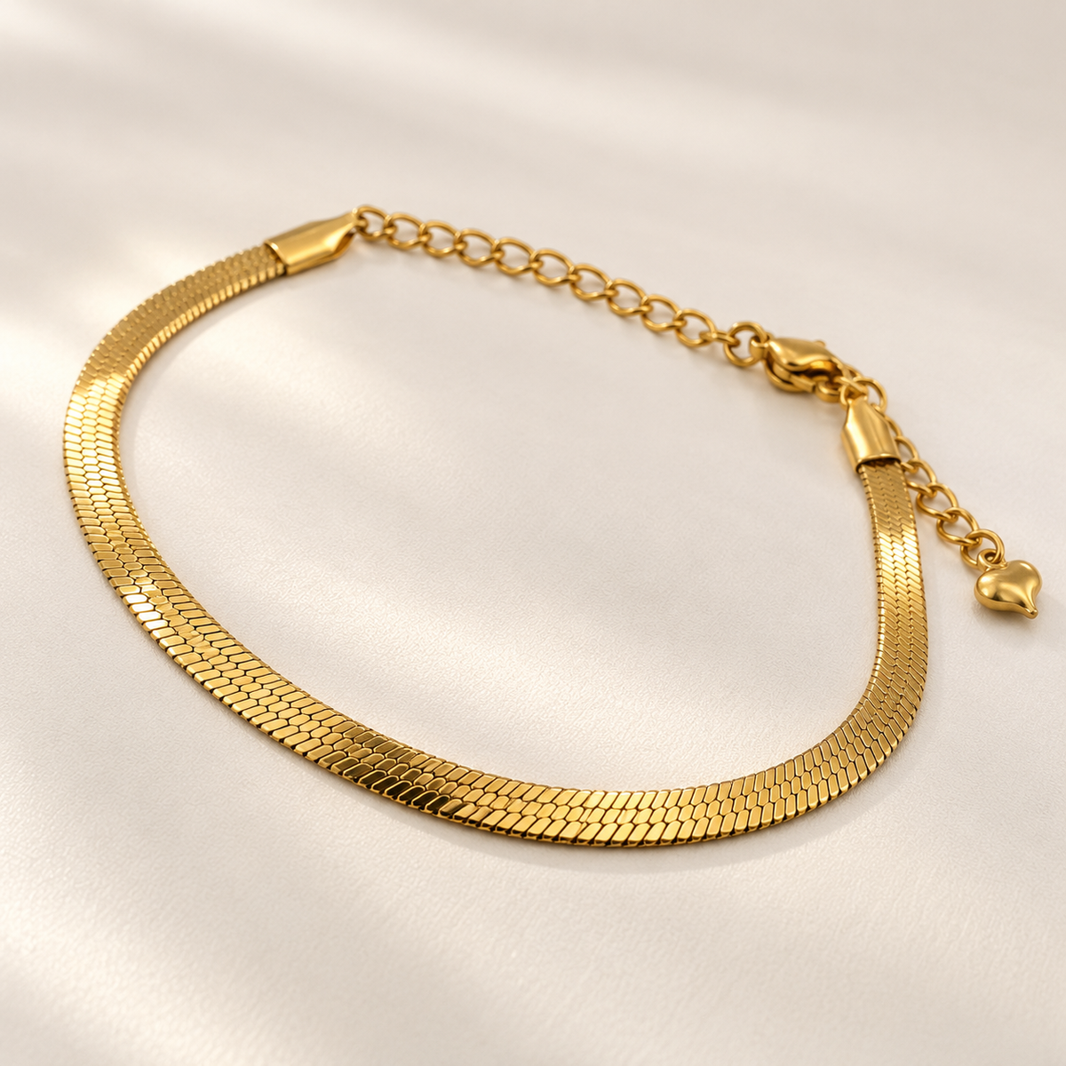 Aurelia 18K Gold-Plated Herringbone Heart Anklet