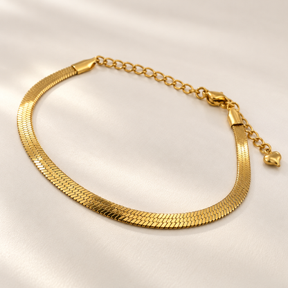 Aurelia 18K Gold-Plated Herringbone Heart Anklet