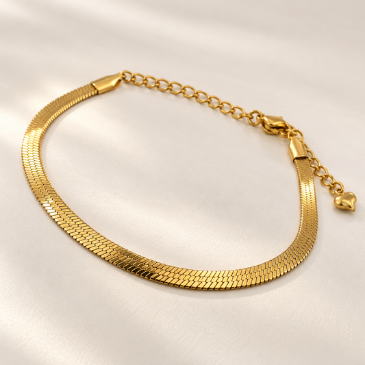 Aurelia 18K Gold-Plated Herringbone Heart Anklet