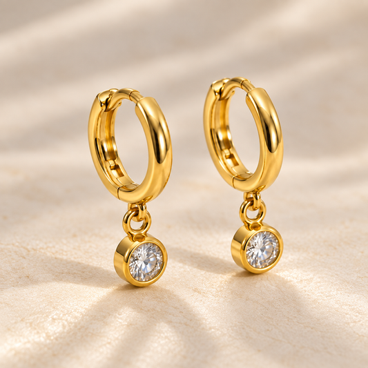 Aurelia 18K Gold-Plated Crystal Hoop Earrings