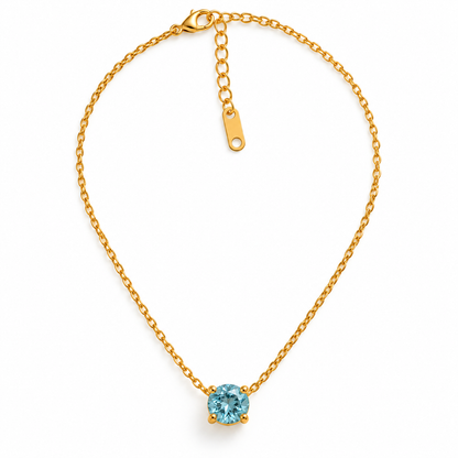 Luna 18K Gold-Plated Blue Crystal Solitaire Necklace