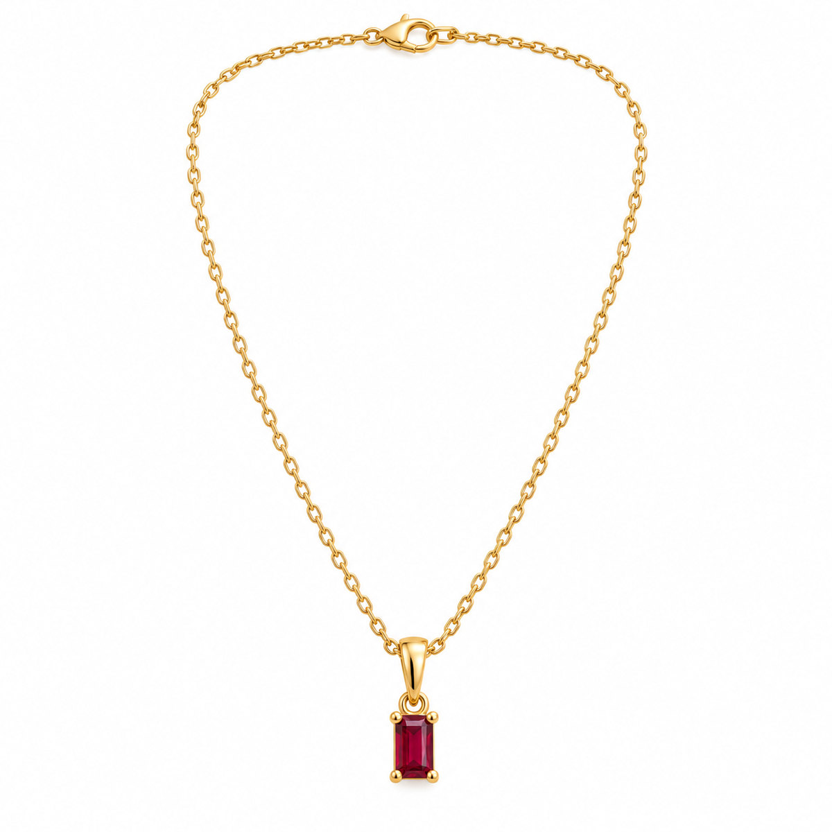 Ruby 18K Gold-Plated Pendant Necklace