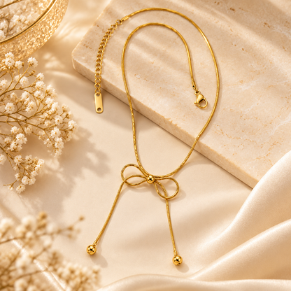 Celeste Bow Pendant Necklace – 18K Gold-Plated