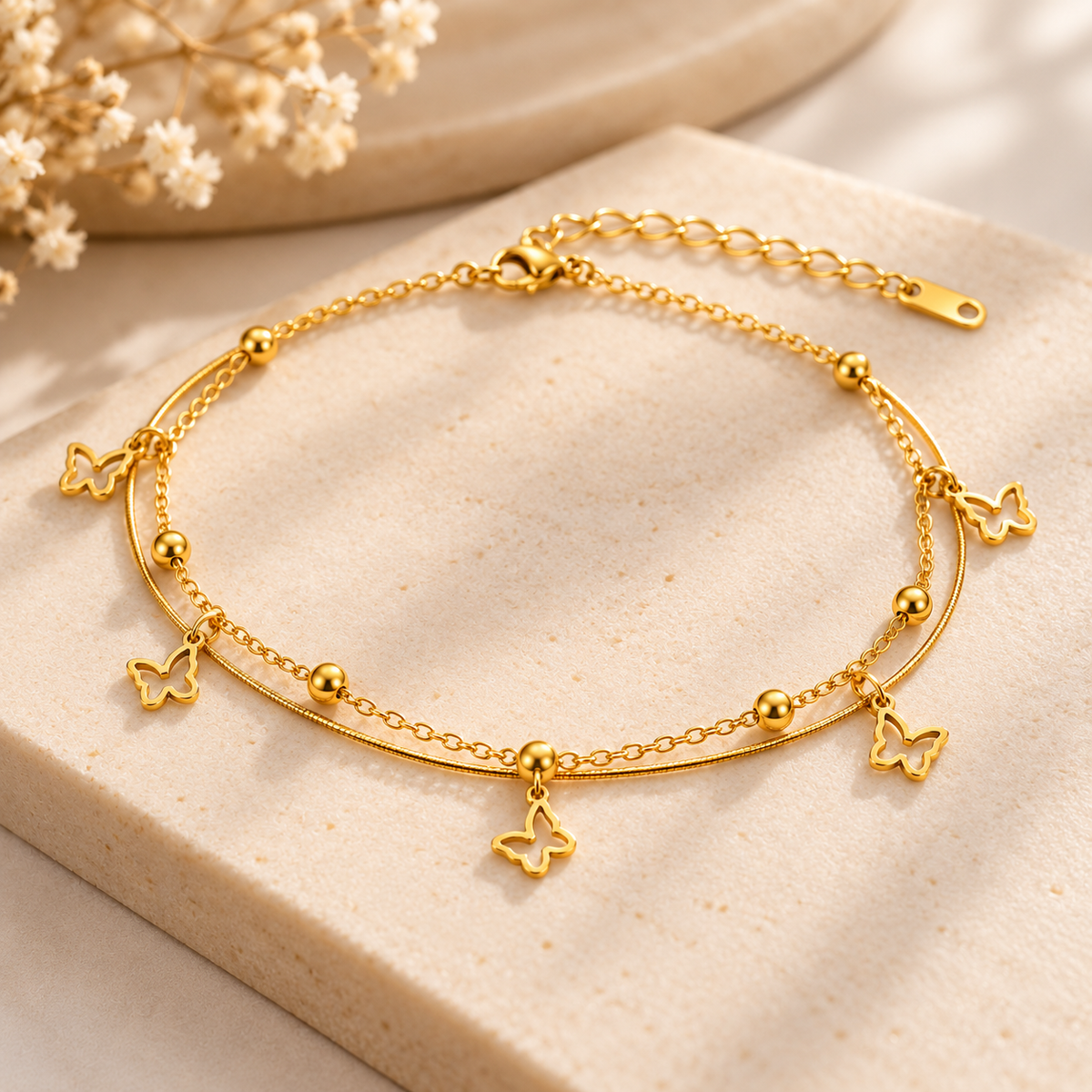 Amara 18K Gold-Plated Butterfly Charm Bracelet