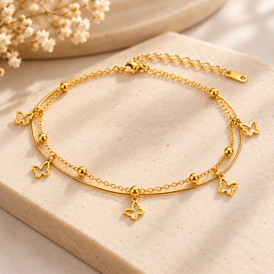 Amara 18K Gold-Plated Butterfly Charm Bracelet