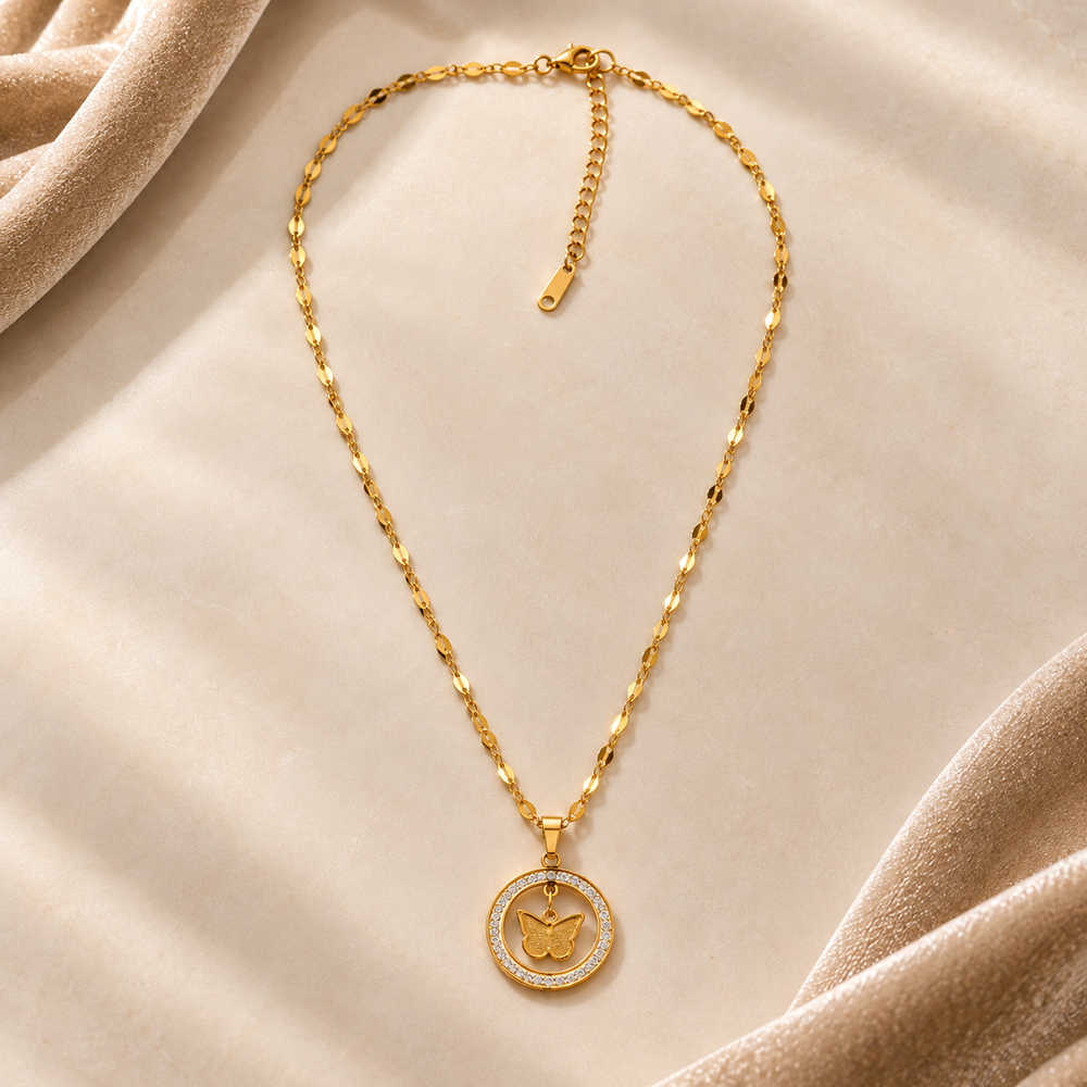 Celeste Butterfly Medallion Necklace
