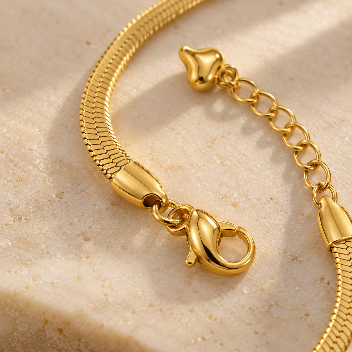 Classic Herringbone Anklet – 18K Gold-Plated