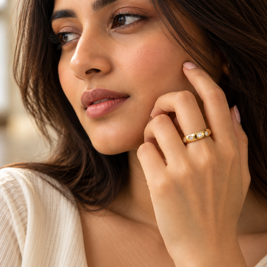 Celeste Adjustable 18K Gold-Plated Crystal Cuff Ring