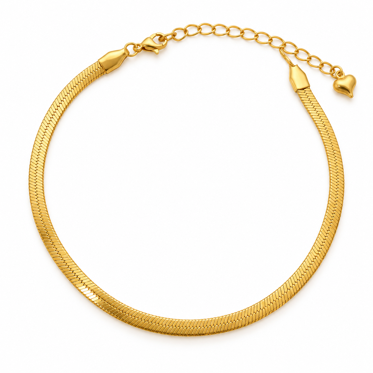 Aurelia 18K Gold-Plated Herringbone Heart Anklet