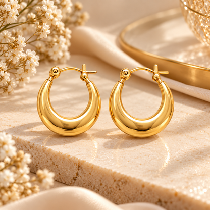 Luna Sculpted Hoop Earrings – 18K Gold-Plated