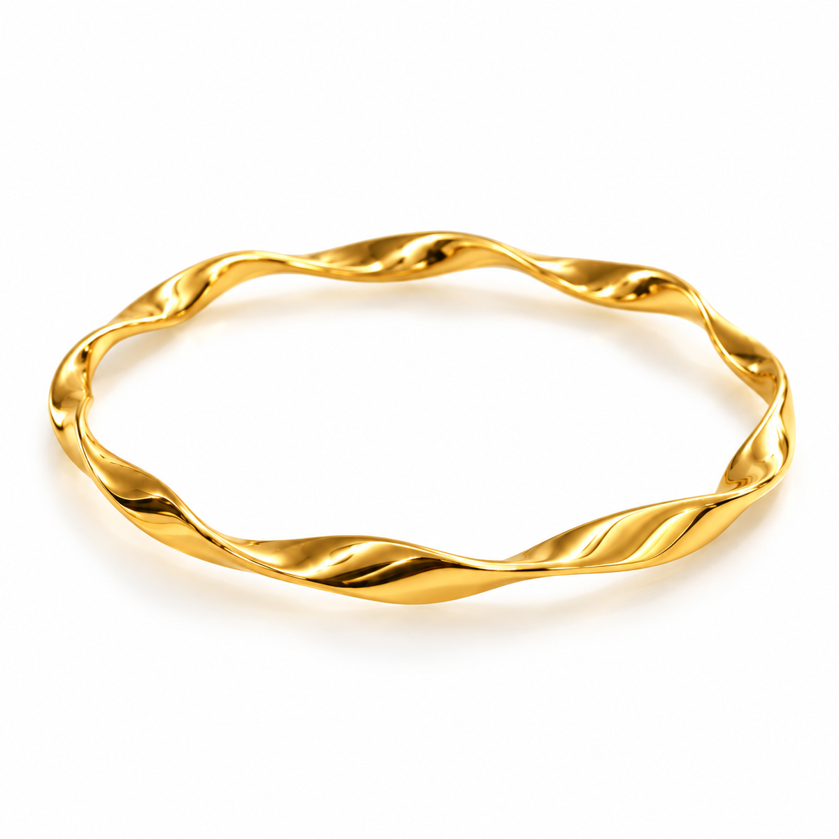 Twisted Wave Bangle – 18K Gold-Plated