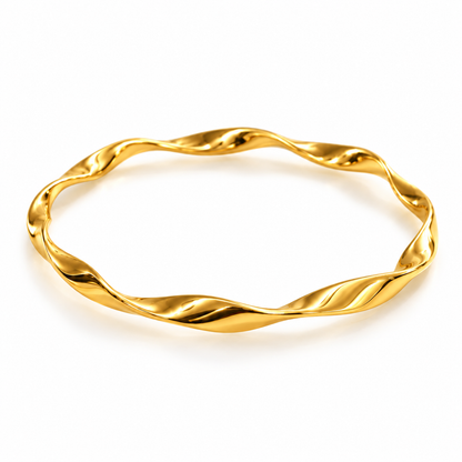 Twisted Wave Bangle – 18K Gold-Plated