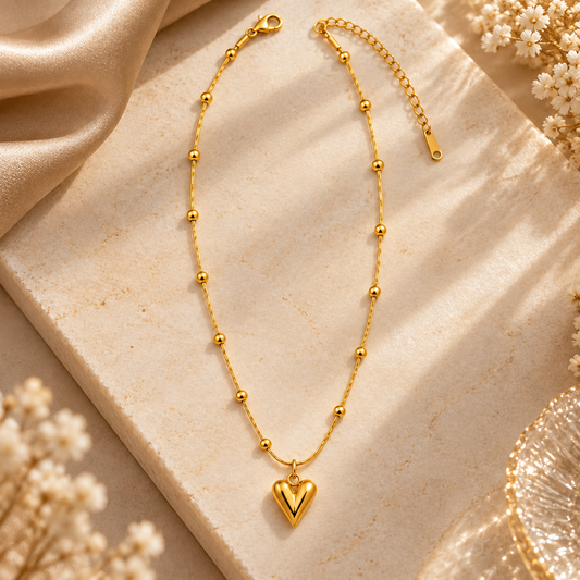 Amore Beaded Heart Necklace - 18K Gold-Plated