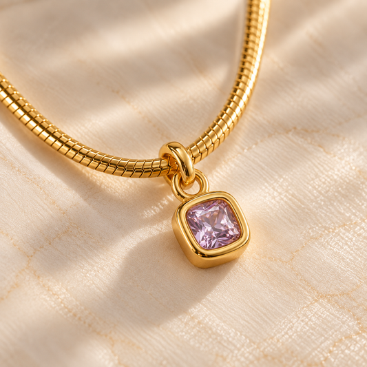 Luna 18K Gold-Plated Lilac Crystal Pendant Necklace