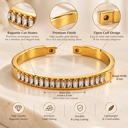 Baguette Crystal Open Cuff – 18K Gold-Plated