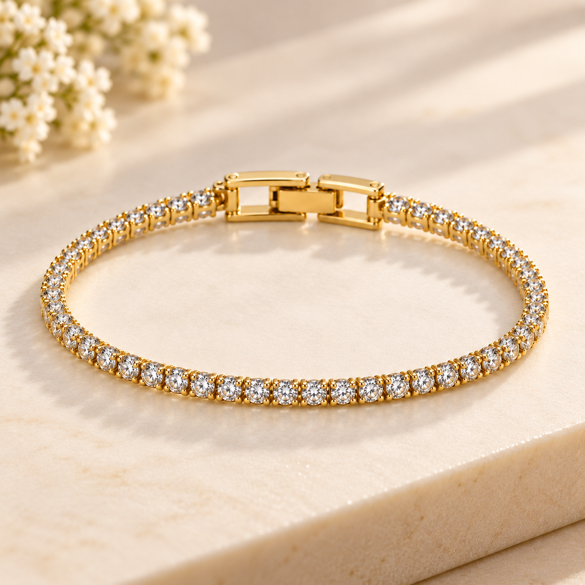 Classic Tennis Bracelet – 18K Gold-Plated
