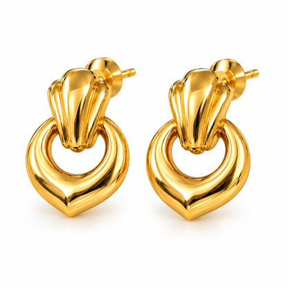 Sculpted Heart Hoop Earrings – 18K Gold-Plated