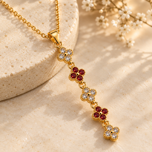 Aurelia 18K Gold-Plated Floral Gemstone Pendant Necklace