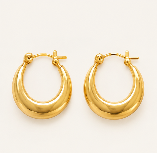 Luna Sculpted Hoop Earrings – 18K Gold-Plated
